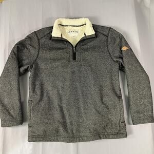Orvis Sweater Mens Medium Gray Quarter Zip Sherpa Lined‎ Fleece Pockets Knit